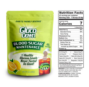 GLUCODOWN® Diabetic Friendly Beverage, Maintain Healthy Blood Sugar, Delicious Lemon Tea (45-Servings)