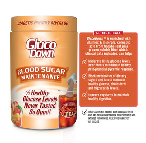 GLUCODOWN® Diabetic Friendly Beverage, Maintain Healthy Blood Sugar, Delicious Peach Tea (45-Servings)