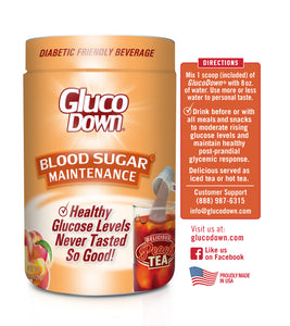 GLUCODOWN® Diabetic Friendly Beverage, Maintain Healthy Blood Sugar, Delicious Peach Tea (45-Servings)