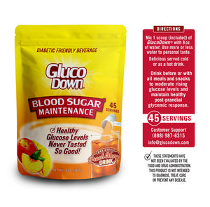 GLUCODOWN® Diabetic Friendly Beverage, Maintain Healthy Blood Sugar, Delicious Peach Mango (45-Servings)