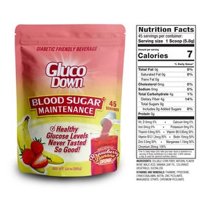 GLUCODOWN® Diabetic Friendly Beverage, Maintain Healthy Blood Sugar, Delicious Strawberry Banana (45-Servings)