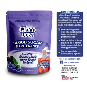 GLUCODOWN® Diabetic Friendly Beverage, Maintain Healthy Blood Sugar, Delicious Super Berry Tea (45-Servings)