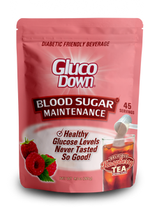 GLUCODOWN® Diabetic Friendly Beverage, Maintain Healthy Blood Sugar, Delicious Raspberry Tea (45-Servings)